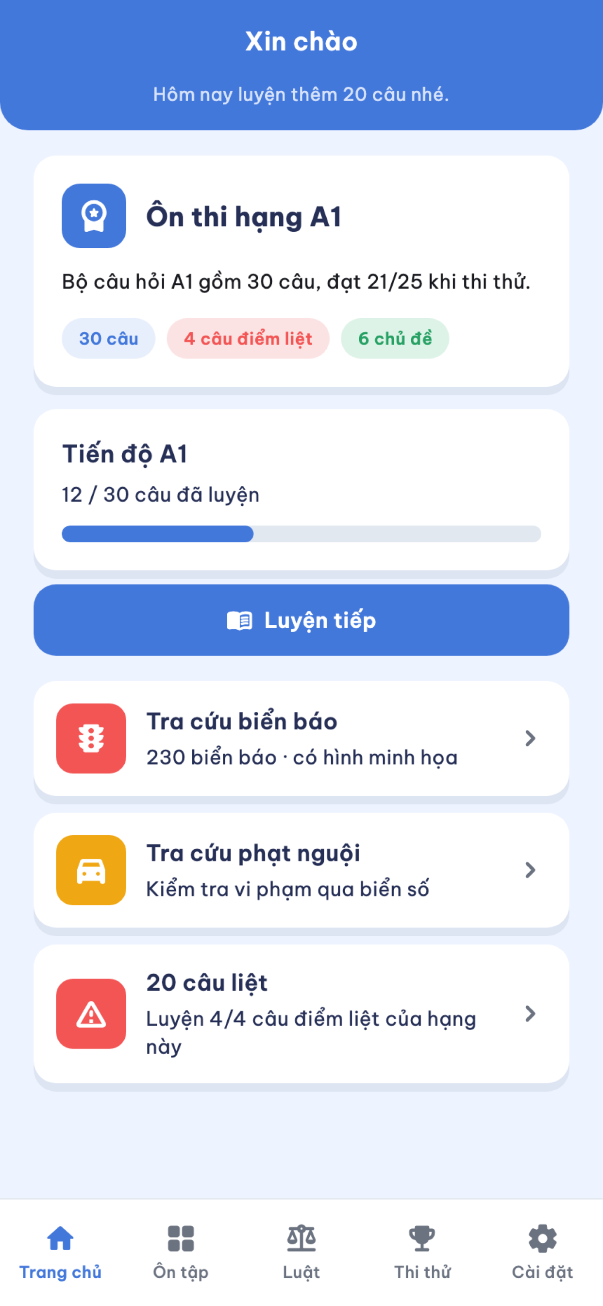 Màn hình trang chủ ViGPLX