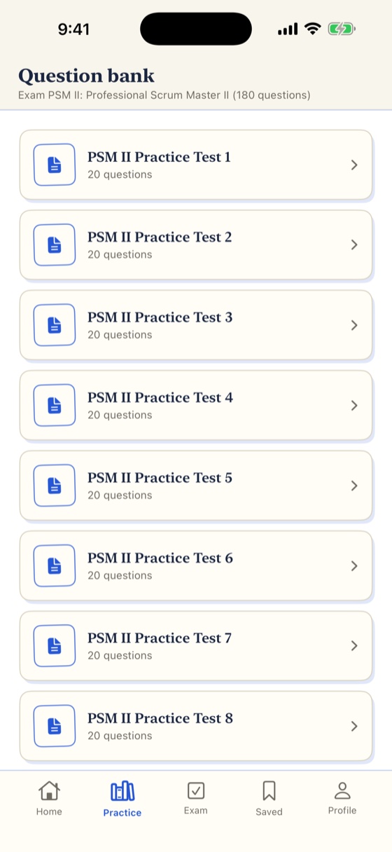 PSM II Prep question bank