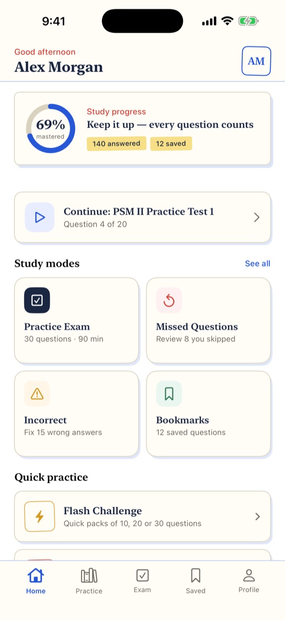 PSM II Prep study dashboard